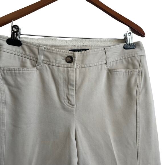 Talbots Pants Women 10 Petite Cream Taper Leg Zip Clasps Closure Stretch Basics - Picture 14 of 14